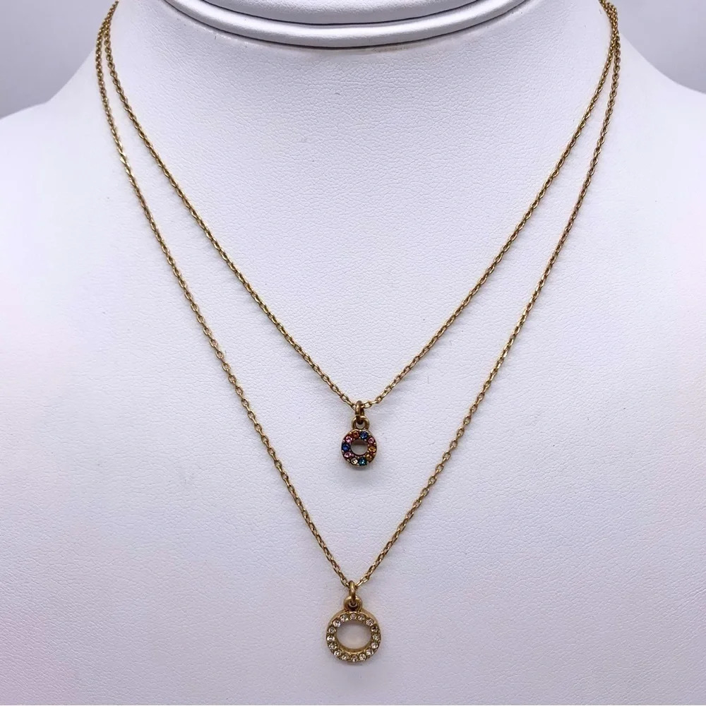 J. Crew Double Strand Dainty Jeweled Circle Necklace